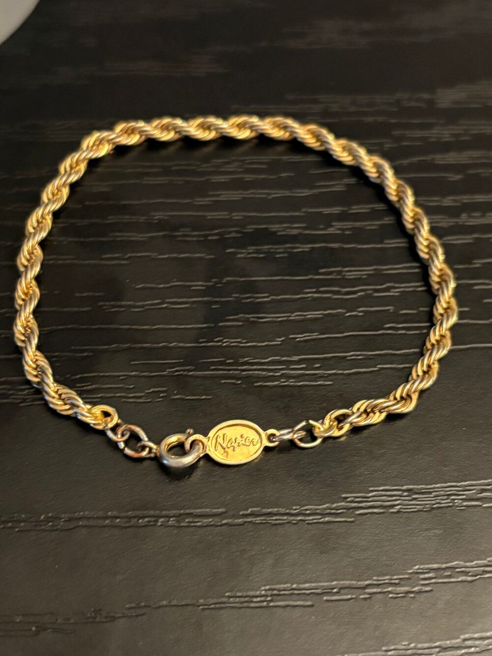 Vintage Napier Two Tone Rope Chain Bracelet 7”